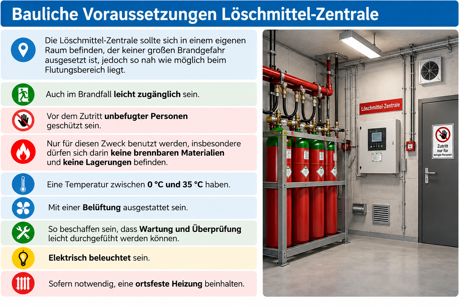 Bauliche Voraussetzungen der Löschmittel-Zentrale
